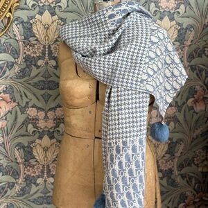 Scarf Wrap Blue Oblique Argyle Design Scarf Cashmere Blend